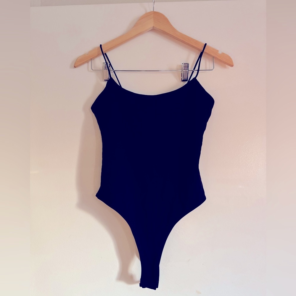 Zara Black Bodysuit One Piece with Spaghetti Straps